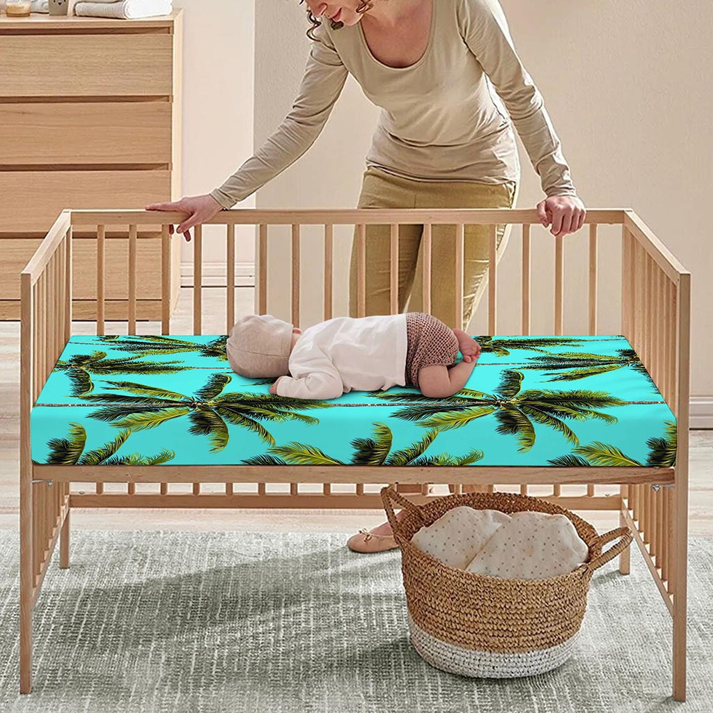 Tropical Palm Tree Pattern Print Baby Crib Sheet