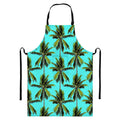 Tropical Palm Tree Pattern Print Bib Apron With Pocket