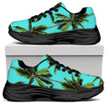 Tropical Palm Tree Pattern Print Black Chunky Shoes