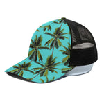 Tropical Palm Tree Pattern Print Black Mesh Trucker Cap