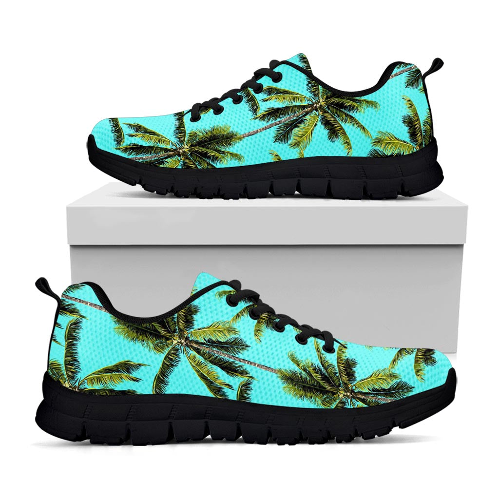 Tropical Palm Tree Pattern Print Black Running Shoes
