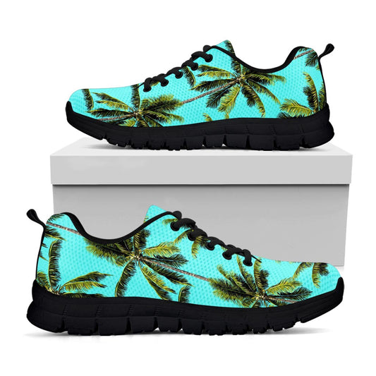 Tropical Palm Tree Pattern Print Black Running Shoes
