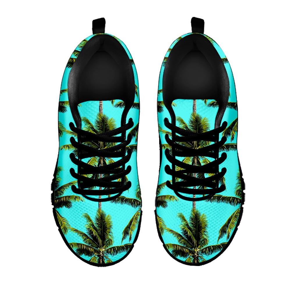 Tropical Palm Tree Pattern Print Black Running Shoes