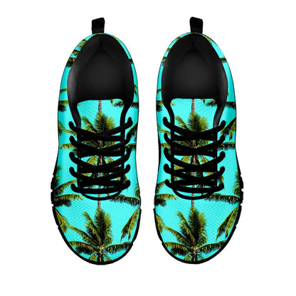 Tropical Palm Tree Pattern Print Black Running Shoes