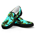 Tropical Palm Tree Pattern Print Black Slip On Sneakers
