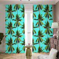Tropical Palm Tree Pattern Print Dimout Pencil Pleat Curtains