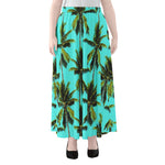 Tropical Palm Tree Pattern Print Chiffon Maxi Skirt