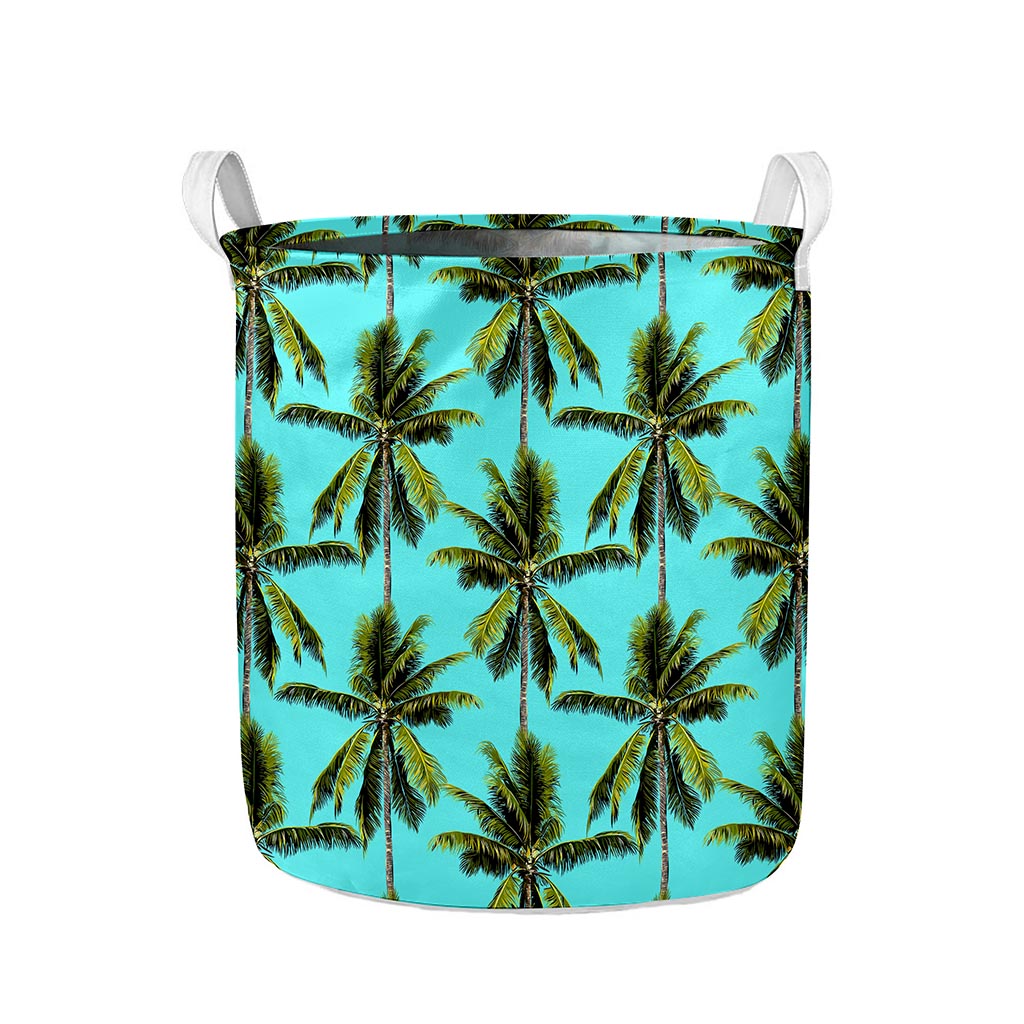 Tropical Palm Tree Pattern Print Collapsible Laundry Basket