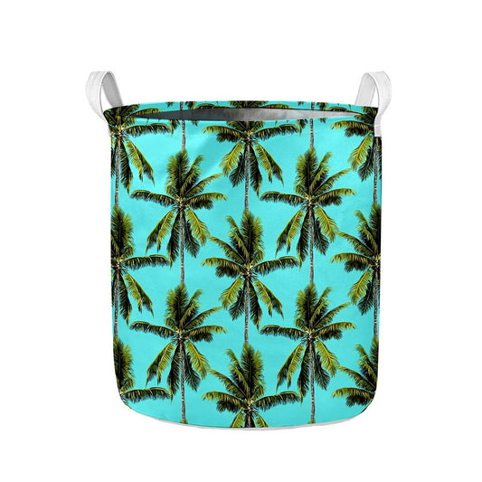 Tropical Palm Tree Pattern Print Collapsible Laundry Basket