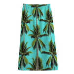 Tropical Palm Tree Pattern Print Cotton Front Slit Maxi Skirt