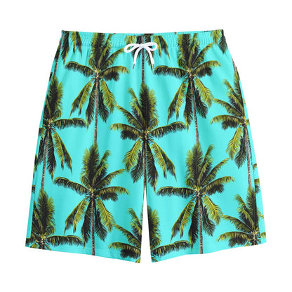 Tropical Palm Tree Pattern Print Cotton Shorts