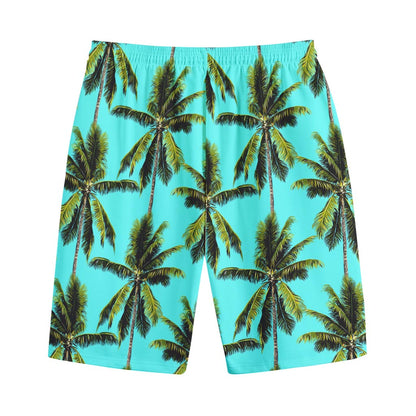 Tropical Palm Tree Pattern Print Cotton Shorts