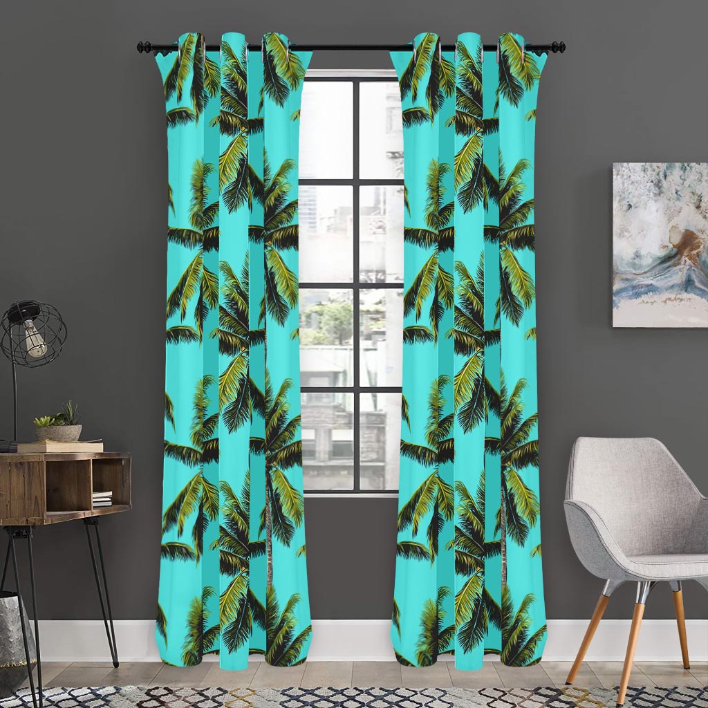 Tropical Palm Tree Pattern Print Curtain