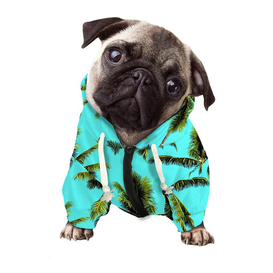 Tropical Palm Tree Pattern Print Dog Zip Up Hoodie