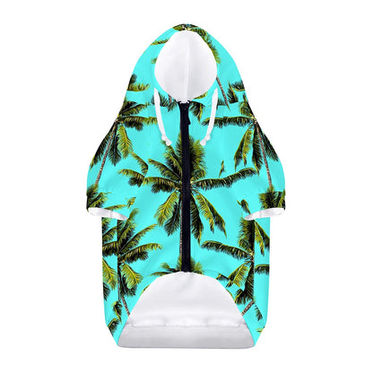 Tropical Palm Tree Pattern Print Dog Zip Up Hoodie