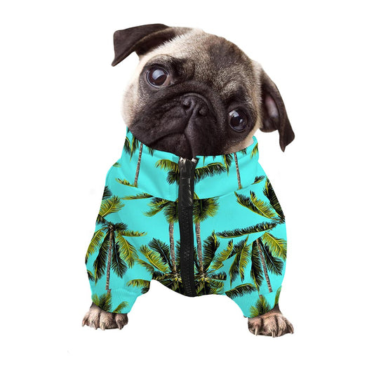 Tropical Palm Tree Pattern Print Dog Zip Up Jacket