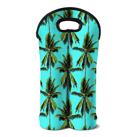 Tropical Palm Tree Pattern Print Double Neoprene Wine Tote