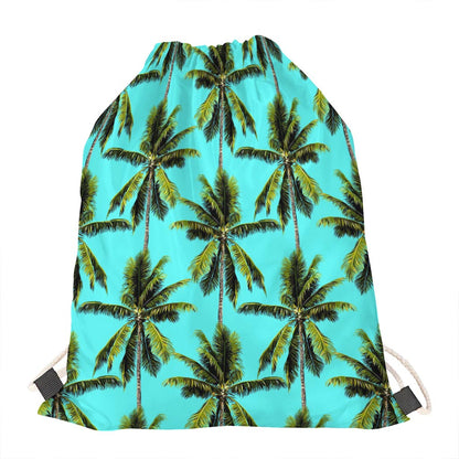 Tropical Palm Tree Pattern Print Drawstring Bag