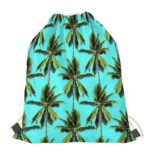 Tropical Palm Tree Pattern Print Drawstring Bag