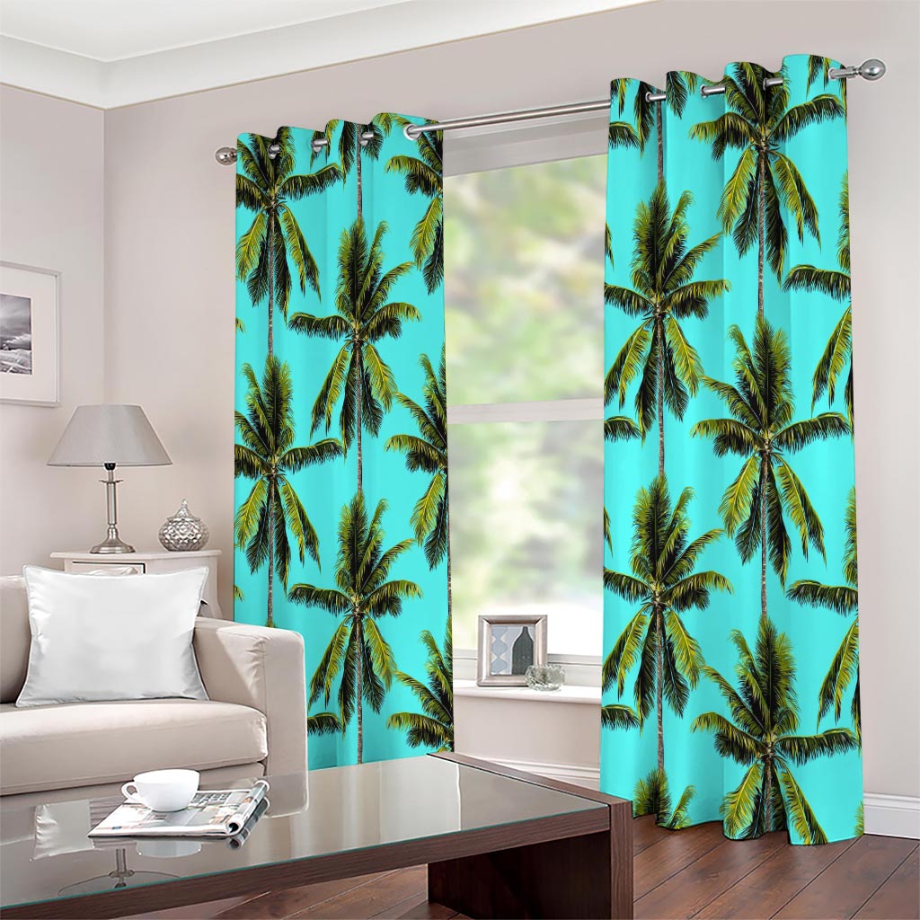 Tropical Palm Tree Pattern Print Extra Wide Grommet Curtains