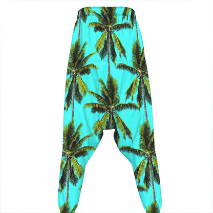 Tropical Palm Tree Pattern Print Hammer Pants