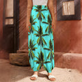 Tropical Palm Tree Pattern Print Harem Pants