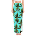 Tropical Palm Tree Pattern Print High Slit Maxi Skirt