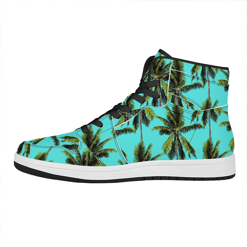 Tropical Palm Tree Pattern Print High Top Leather Sneakers