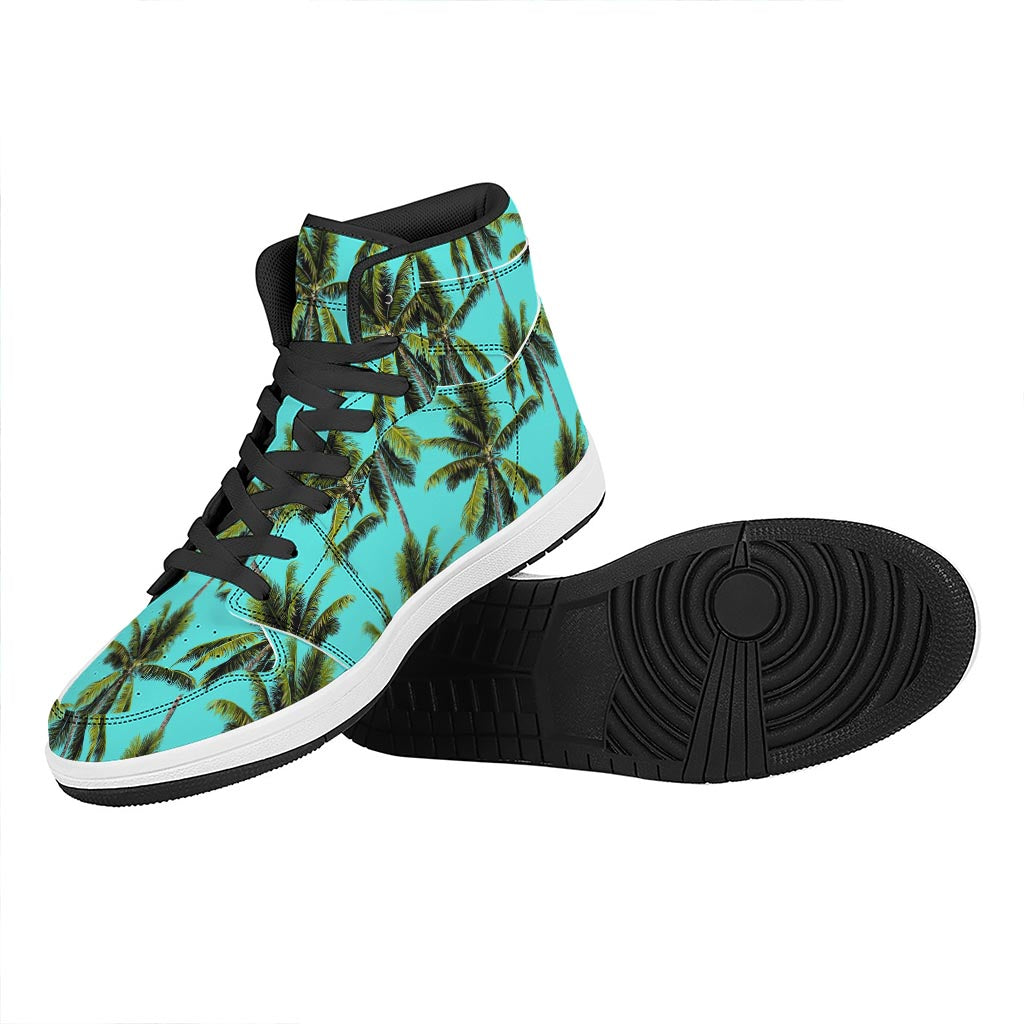 Tropical Palm Tree Pattern Print High Top Leather Sneakers