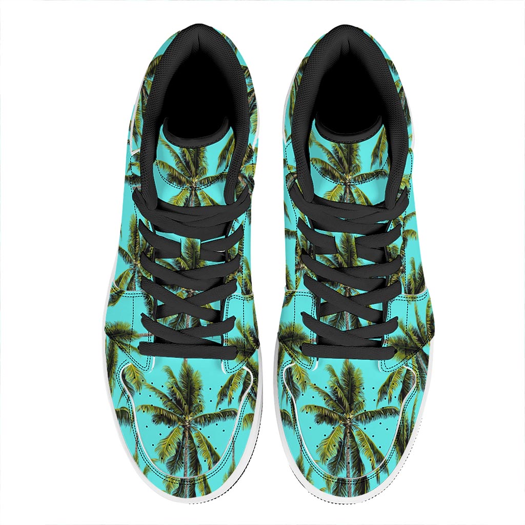Tropical Palm Tree Pattern Print High Top Leather Sneakers