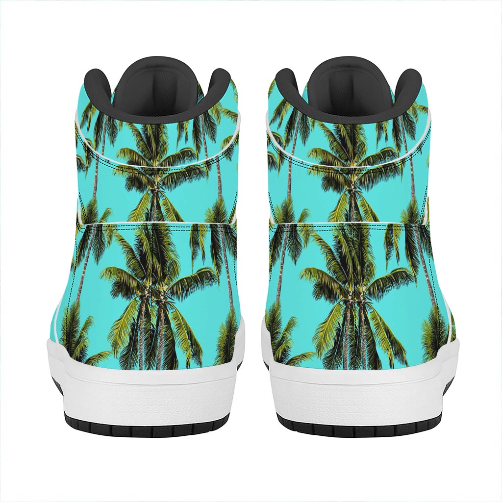 Tropical Palm Tree Pattern Print High Top Leather Sneakers