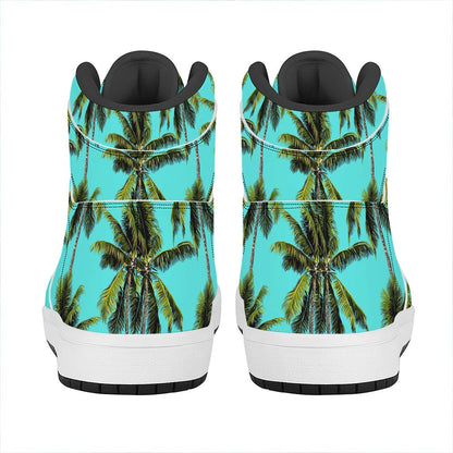Tropical Palm Tree Pattern Print High Top Leather Sneakers