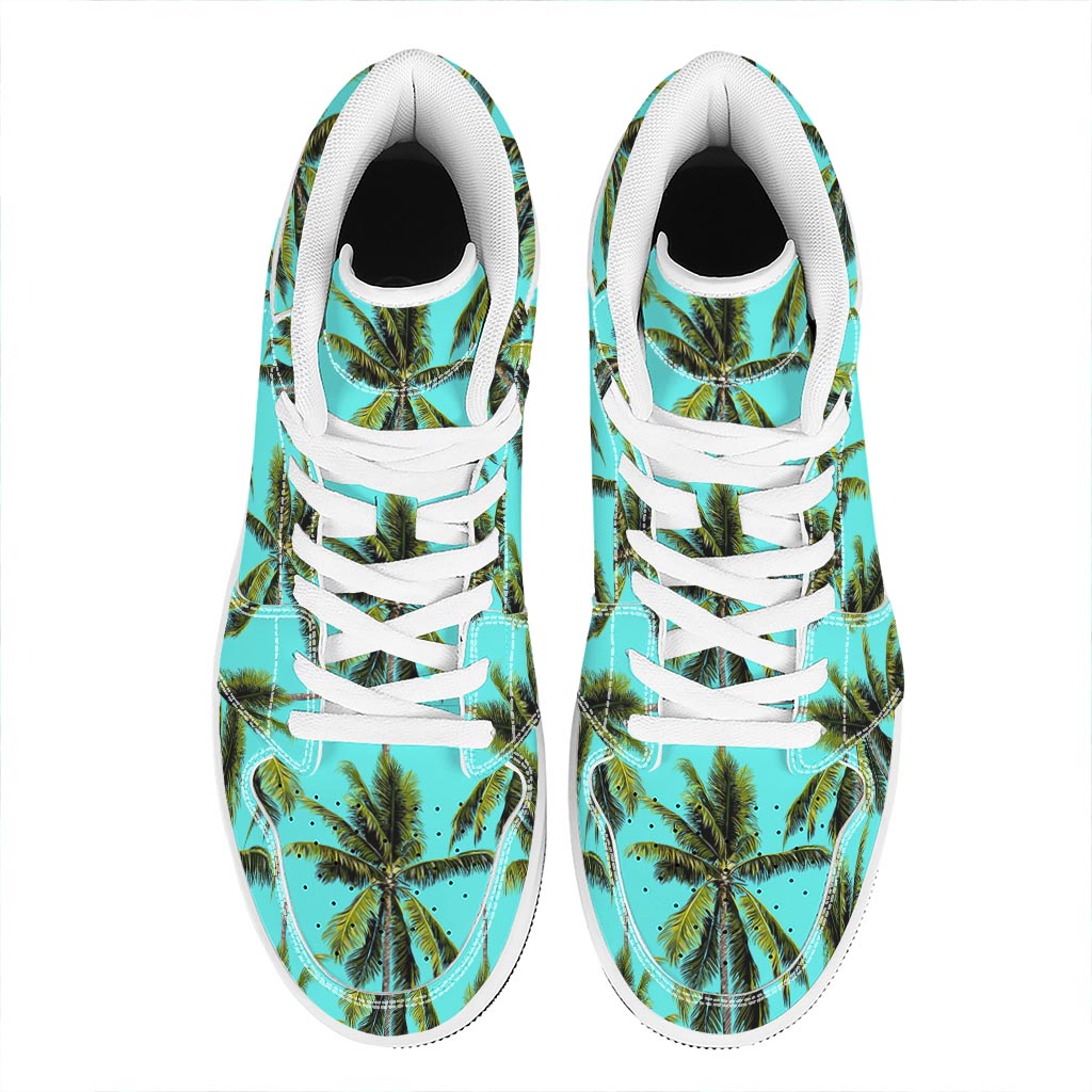 Tropical Palm Tree Pattern Print High Top Leather Sneakers