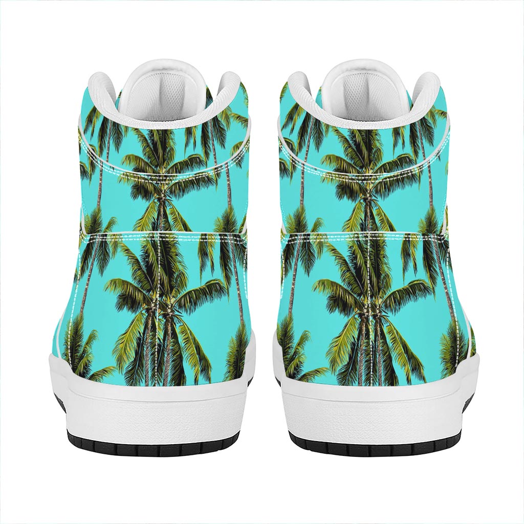 Tropical Palm Tree Pattern Print High Top Leather Sneakers