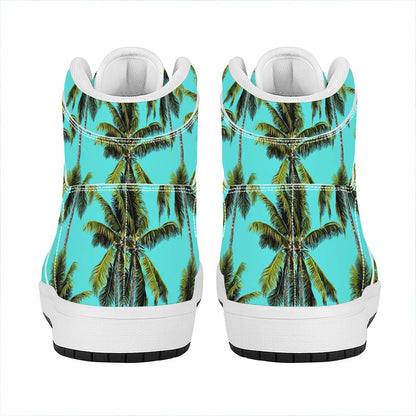 Tropical Palm Tree Pattern Print High Top Leather Sneakers