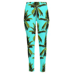 Tropical Palm Tree Pattern Print High-Waisted Pocket Leggings