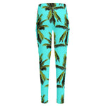 Tropical Palm Tree Pattern Print High-Waisted Pocket Leggings