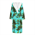 Tropical Palm Tree Pattern Print Hooded Bathrobe
