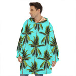 Tropical Palm Tree Pattern Print Hoodie Blanket