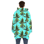 Tropical Palm Tree Pattern Print Hoodie Blanket