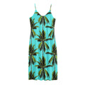 Tropical Palm Tree Pattern Print Jersey Midi Cami Dress