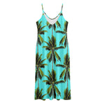 Tropical Palm Tree Pattern Print Jersey Midi Cami Dress