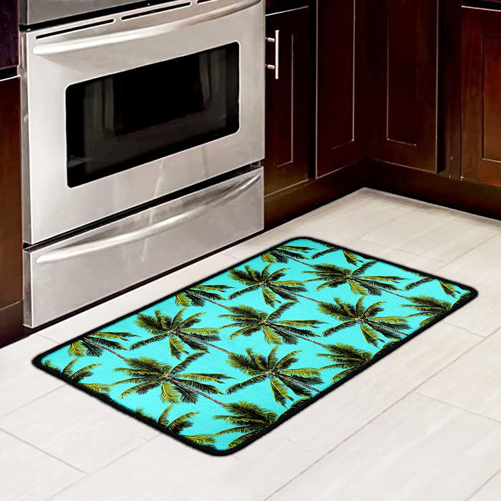 Tropical Palm Tree Pattern Print Kitchen Mat