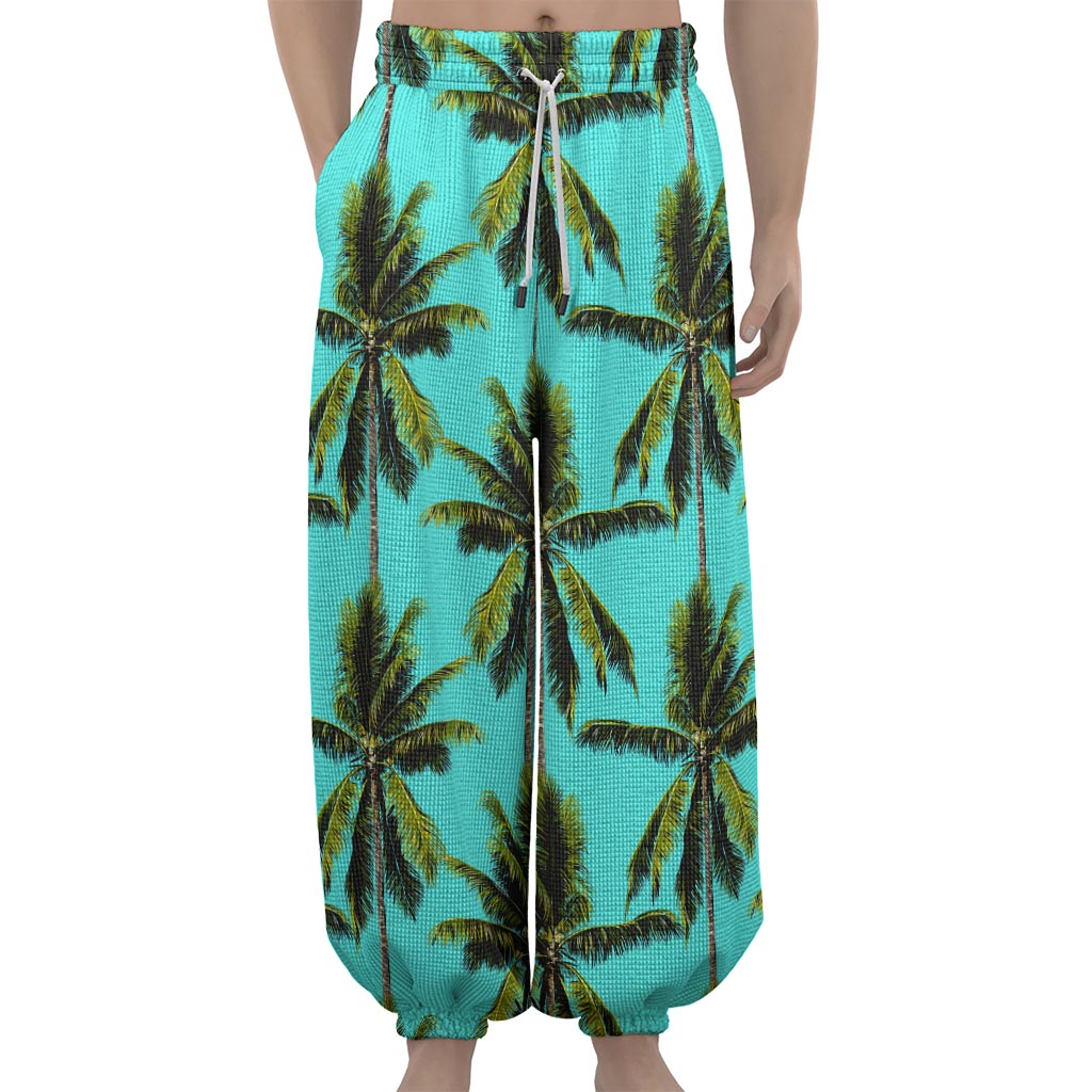 Tropical Palm Tree Pattern Print Lantern Pants