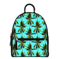 Tropical Palm Tree Pattern Print Leather Backpack