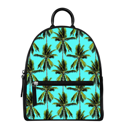 Tropical Palm Tree Pattern Print Leather Backpack