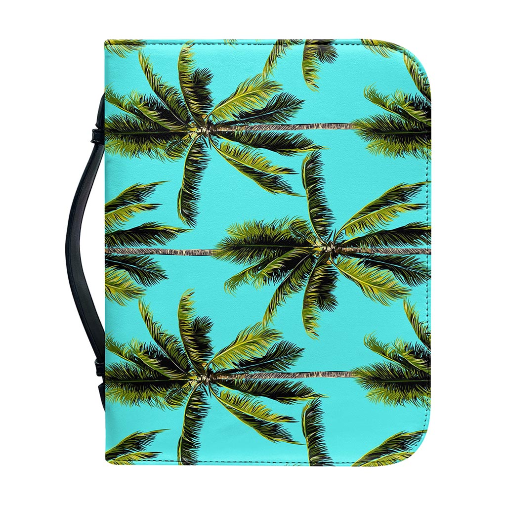 Tropical Palm Tree Pattern Print Leather Bible Cover