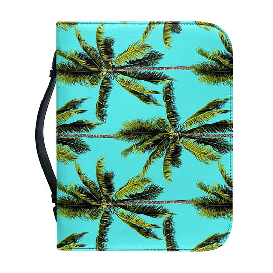 Tropical Palm Tree Pattern Print Leather Bible Cover