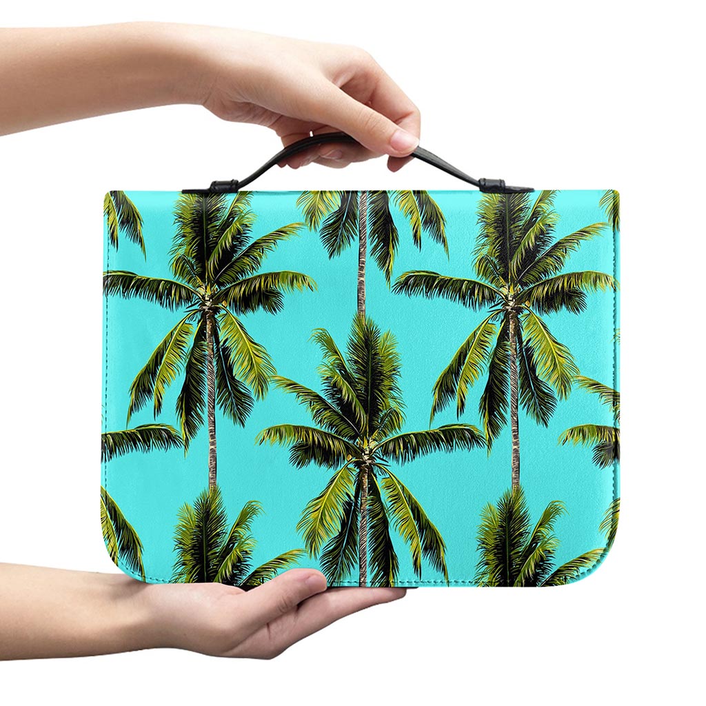 Tropical Palm Tree Pattern Print Leather Bible Cover