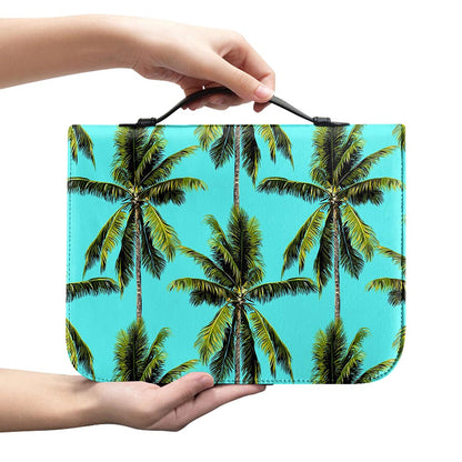 Tropical Palm Tree Pattern Print Leather Bible Cover